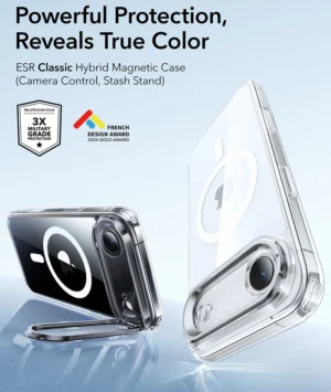Phone Air Classic Hybrid Magnetic Case (Camera Control, Stash Stand) | Clear